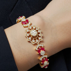 Elegant Gold and Red stone Bracelet