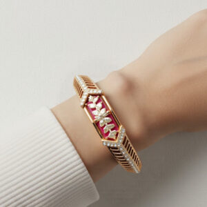 Elegant Gold and Red stone Bracelet