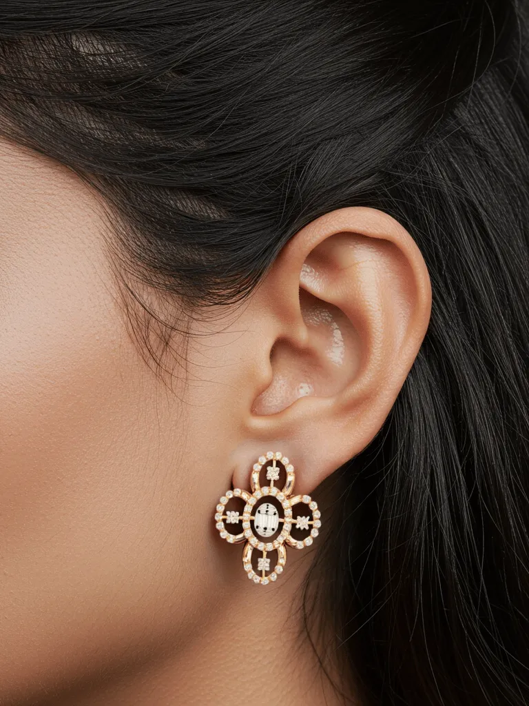 Gold and Diamond Statement Earrings